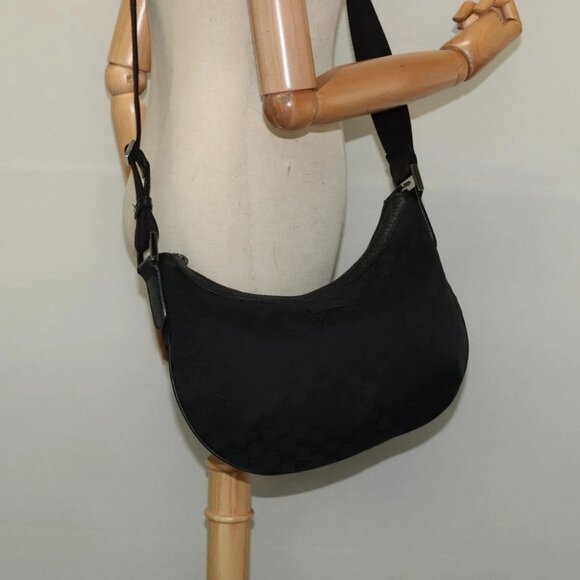GUCCI GG Canvas Shoulder Bag Black Silver 181092 Auth BA4964 - Picture 1 of 15